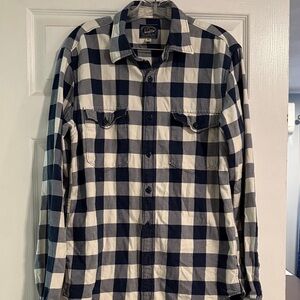 J. Crew Navy and White Plaid Button-Down Shirt